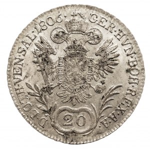Austria, Franciszek II 1792 - 1806, 20 krajcarów 1806 B, Kremnica (2)