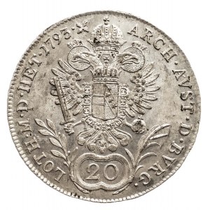 Austria, Franciszek II 1792 - 1806, 20 krajcarów 1793 A, Wiedeń.