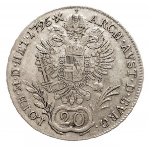 Austria, Franciszek II 1792 - 1806, 20 krajcarów 1795 E, Karlsburg.
