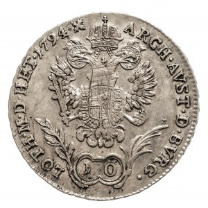 Austria, Franciszek II 1792 - 1806, 10 krajcarów 1794 B, Kremnica.