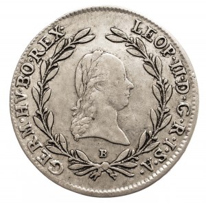 Austria, Leopold II 1790 - 1792, 20 krajcarów 1792 B, Kremnica (2)