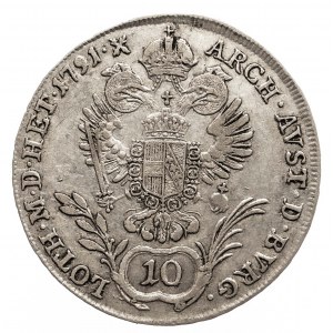Austria, Leopold II 1790 - 1792, 10 krajcarów 1791 A, Wiedeń.