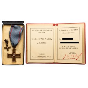Wielkopolski Krzyż Powstańczy ze wstążką + miniatura + legitymacja