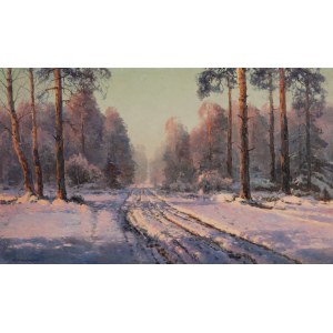 Wiktor Korecki (1890-1980), Pejzaż zimowy o zachodzie słońca