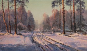 Wiktor Korecki (1890-1980), Pejzaż zimowy o zachodzie słońca