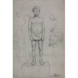 Karol Kossak (1896-1975), Szkice postaci chłopca, głowy mężczyzny, 1922
