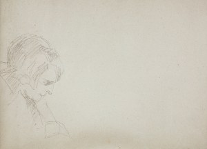 Jacek Malczewski (1854-1929), Szkic głowy młodej kobieta z prawego profilu - żona artysty?