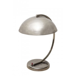 Lampka na biurko metalowa srebrna typu “grzybek”