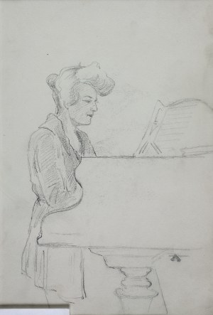 Karol Kossak (1896-1975), Kobieta grająca na fortepianie, 1922