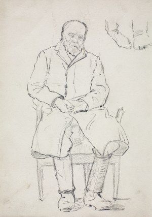 Karol Kossak (1896-1975), Postać siedzącego, starego mężczyzny, zarys jego profilu, 1922