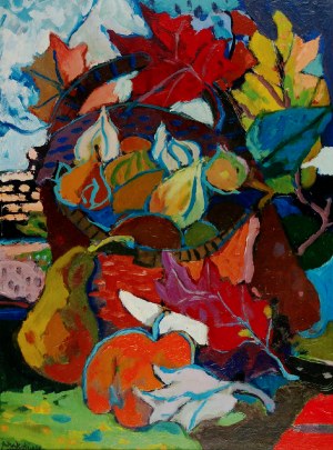 Kazimierz Podsadecki (1904 - 1970), Jesienny kosz z owocami, 1969