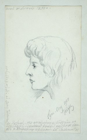 Tadeusz Rybkowski (1848-1926), Szkic głowy kobiety, 1909