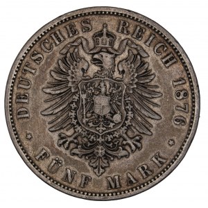 Württemberg 5 Mark, 1876, Karl 1864-1891