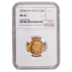 Vittorio Emanuele II gold 20 Lire 1874-M