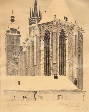 Leon Wyczółkowski (ur. 1852, Huta Miastkowska k. Siedlec - zm. 1936 Warszawa), Widok od wschodu na Kościół Mariacki