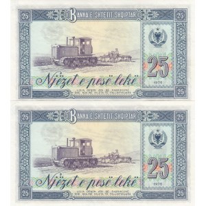 Albania, 25 Leke, 1976, UNC, p44, (Total 2 consecutive banknotes)