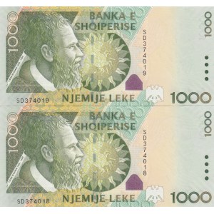 Albania, 1.000 Leke, 2001, UNC, p69, (Total 2 consecutive banknotes)