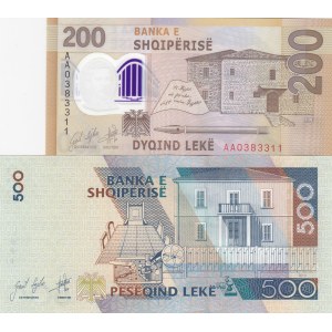 Albania, 200-500 Leke, UNC, pNew, (Total 2 banknotes)