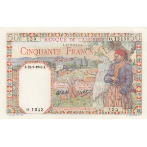 Algeria, 50 Francs, 1942, UNC (-), p87