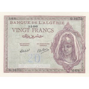 Algeria, 20 Francs, 1945, UNC, p92