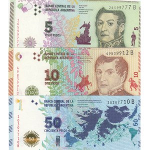 Argentina, UNC, (Total 3 banknotes)