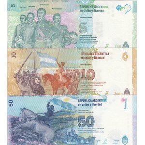 Argentina, UNC, (Total 3 banknotes)