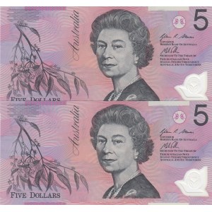 Australia, 5 Dollars, 2013, UNC, p57h, (Total 2 banknotes)