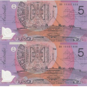 Australia, 5 Dollars, 2013, UNC, p57h, (Total 2 banknotes)