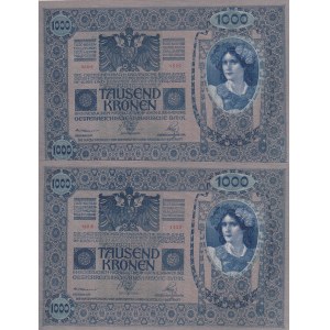 Austria, 1.000 Kronen, 1902, UNC, p59, (Total 2 consecutive banknotes)