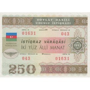 Azerbaijan, 250 Manat, 1993, AUNC (-), p13a