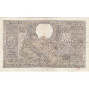 Belgium, 100 Francs-20 Belgas, 1938, VF, p107