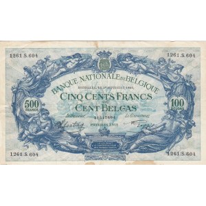 Belgium, 500 Francs-100 Belgas, 1942, VF, p109