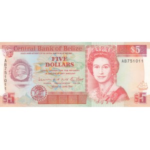 Belize, 5 Dollars, 1991, AUNC, p53b