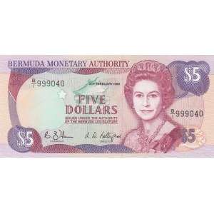 Bermuda, 5 Dollars, 1989, UNC, p35a