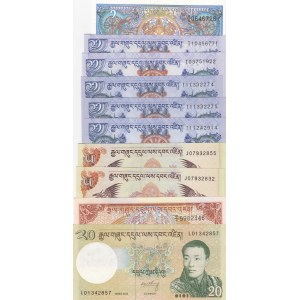 Bhutan, UNC, (Total 10 banknotes)