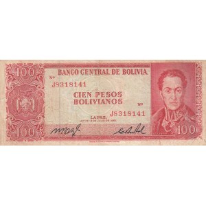 Bolivia, 100 Bolivianos, 1962, VF, p163a