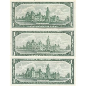 Canada, 1 Dollar , 1967, UNC, p84a, (Total 3 banknotes)