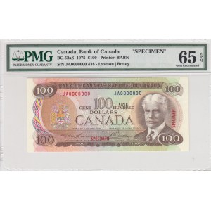 Canada, 100 Dollars, 1975, UNC, p91as, SPECIMEN