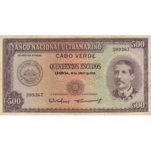 Cape Verde, 500 Escudos, 1958, VF, p50a