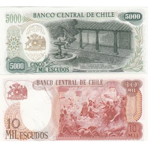 Chile, 5.000-10.000 Escudos, 1967/1976, UNC, (Total 2 banknotes)