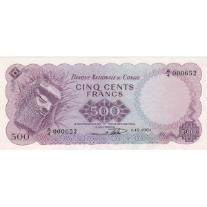 Congo Democratic Republic, 500 Francs, 1961, XF (+), p7