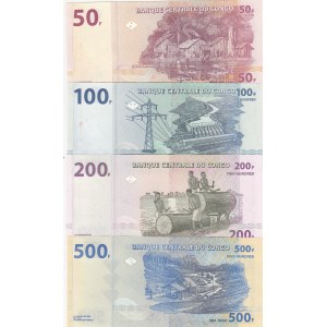 Congo Democratic Republic, 50-100-200-500 Francs, 2013, UNC, (Total 4 banknotes)