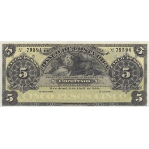 Costa Rica, 5 Pesos, 1899, UNC, pS163