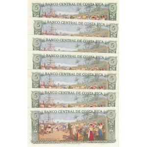 Costa Rica, 5 Colones, 1986, UNC, p236d, (Total 7 banknotes)