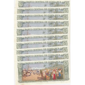 Costa Rica, 5 Colones, 1989, UNC, p236d, (Total 10 consecutive banknotes)