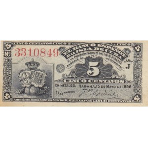 Cuba, 5 Centavos, 1896, UNC, p45