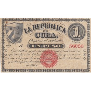 Cuba, 1 Peso, 1869, VF, p55