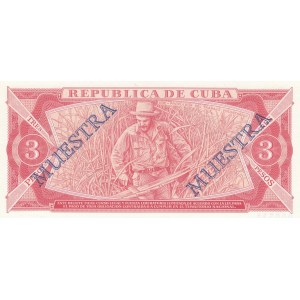 Cuba, 3 Pesos, 1988, UNC, p107, SPECIMEN