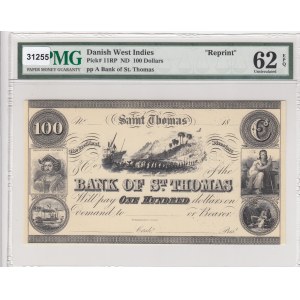 Danish West Indies, 100 Dollars, UNC, p11RP, Reprint