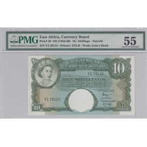 East Africa, 10 Shillings, 1958-60, AUNC, p38